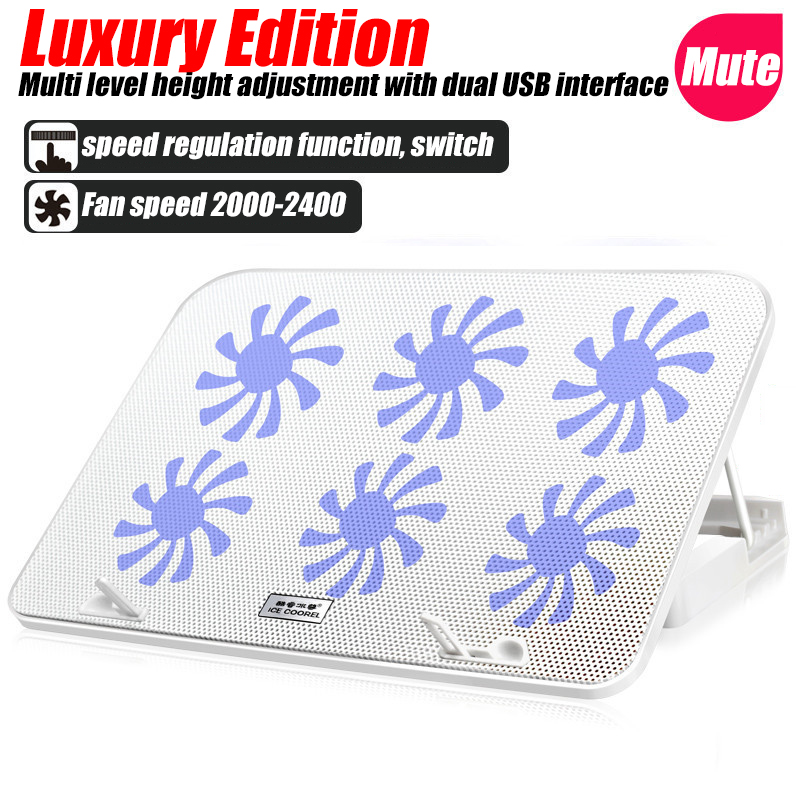 COOLCOLD A9 Gaming RGB Laptop Kühler 2 USB Ports 6 Fan Gaming Led Licht Notebook Kühler Für 13-18 Zoll Ständer Für Laptop Macbook
