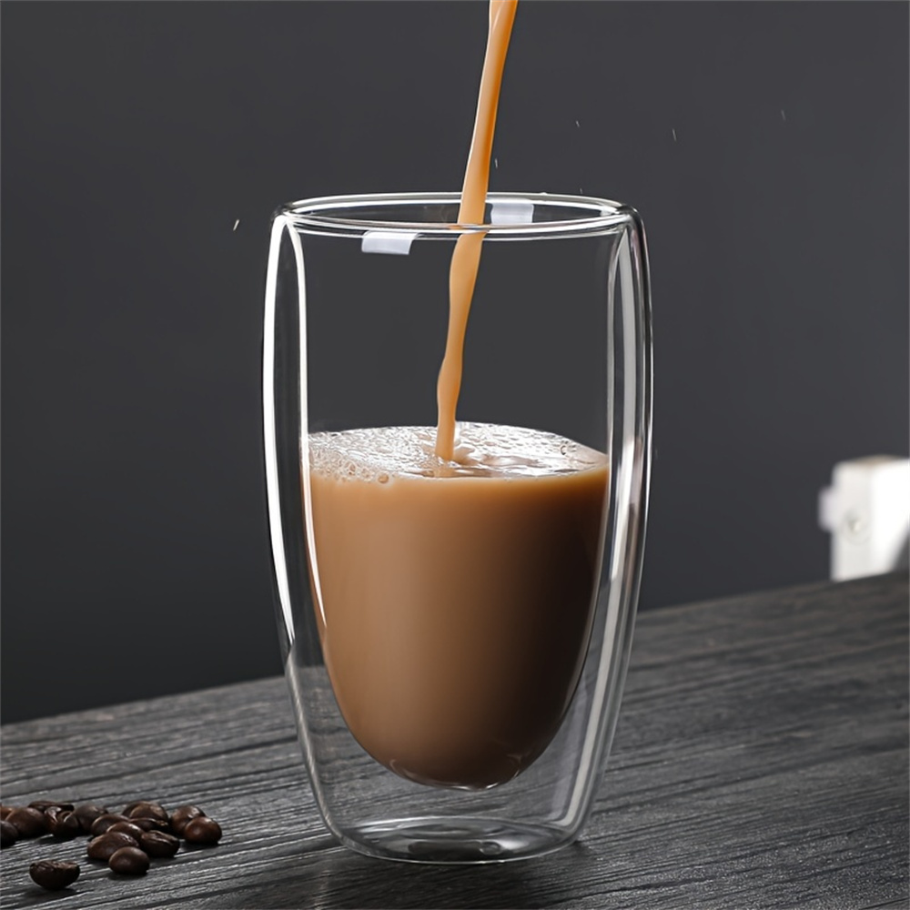 6 stuks dubbelwandige geïsoleerde glazen espressokopjes 80/150/250/350/450 ml geïsoleerde thermische glazen koffiemok voor thee/sap/melk, latte