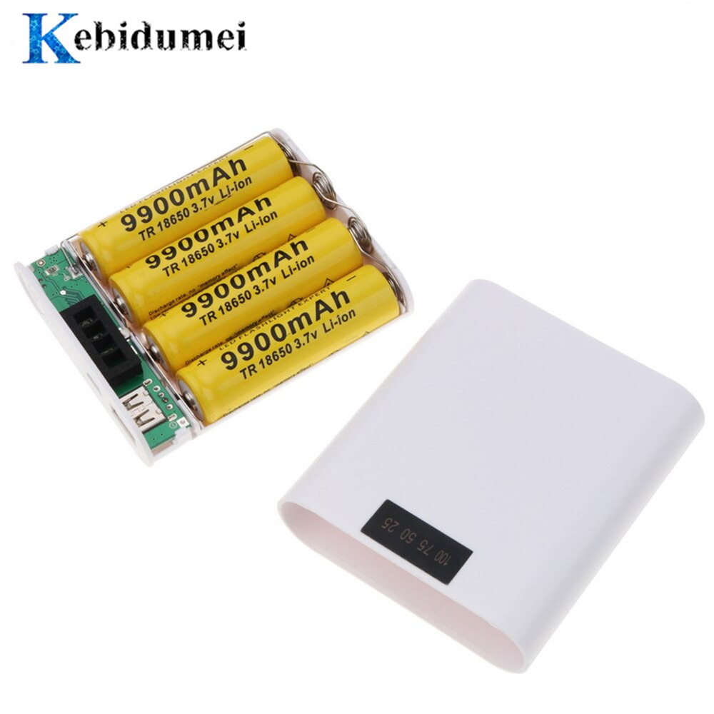 Kebidumei Usb Led Portable Power Bank Case Box 4*18650 Diy Display Acculader Scherm Opladen Voor Iphone android