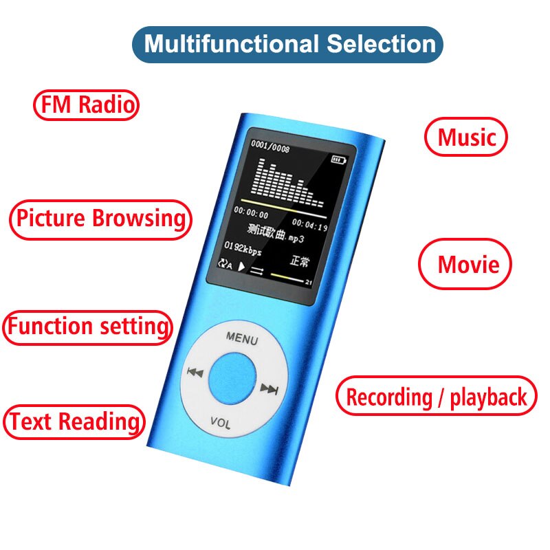 ZK50-reproductor Mp4 MX890, Radio FM deportiva portátil, reproductor multimedia de vídeo y música LCD de 1,8 pulgadas, Radio FM, micrófono, reproductor de Audio y vídeo