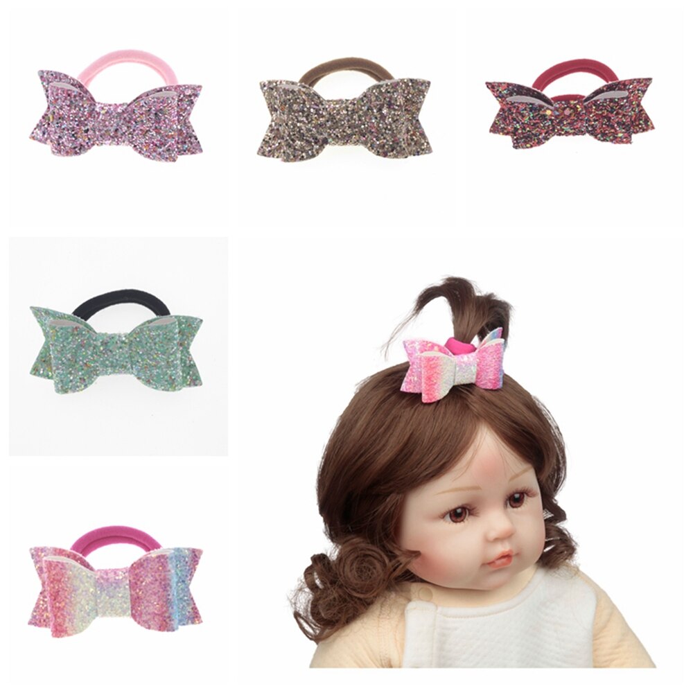 Baby nylon pannband med paljett rosett flicka diy blomma elastiskt pannband barn huvudbonader barn håraccessoarer