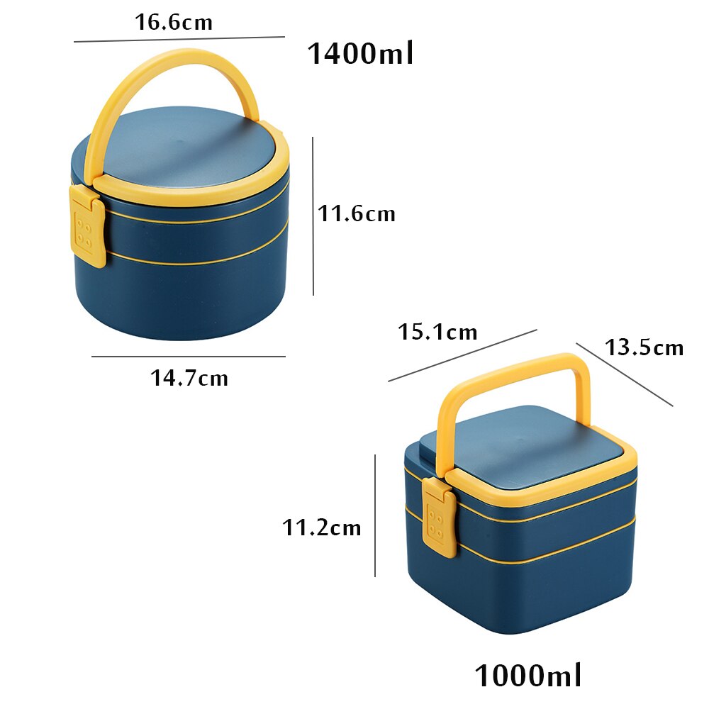 Lunch Box Bento Box Double-Layer Portable With Lid, Double Buckle Lunch Box On Both Sides, Microwave Heating Lunch Box