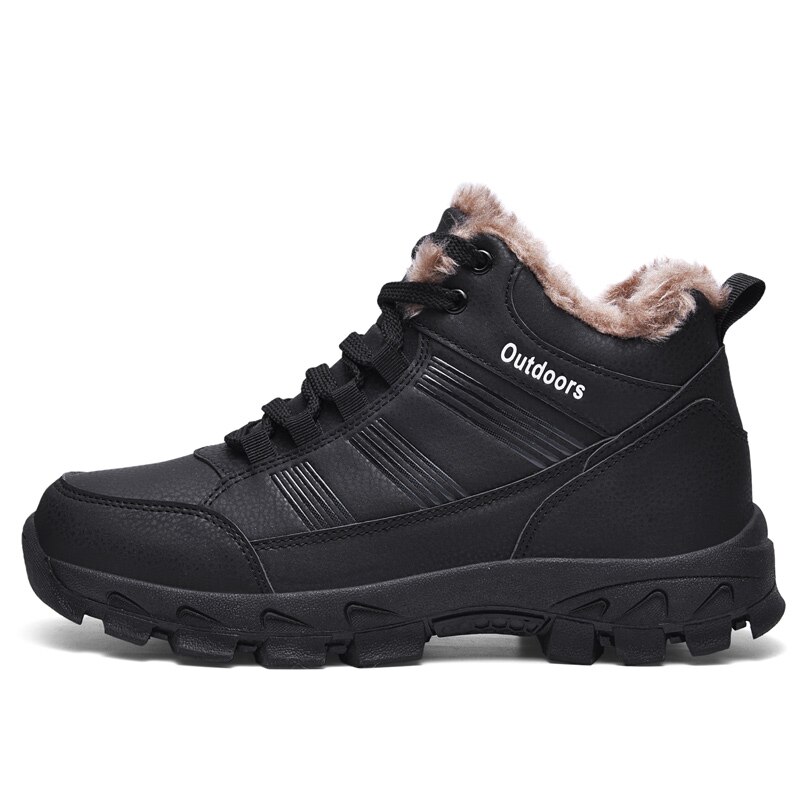 Mannen Winter Laarzen Outdoor Warme Snowboots Mannen Winter Mannelijke Outdoor Wandelschoenen Zeer Warme Waterdichte Enkellaarsjes mannen Schoenen: Black / 42