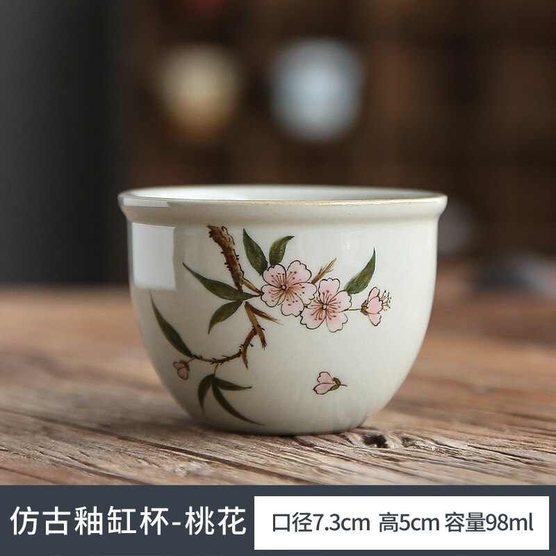 ICE Table Glaze Hand-Painted Ceramic Cup Tea Cup Tea Savoring Cup Single Cup Kung Fu Tea Set Large Master Cup Vintage Bowl: teacup E