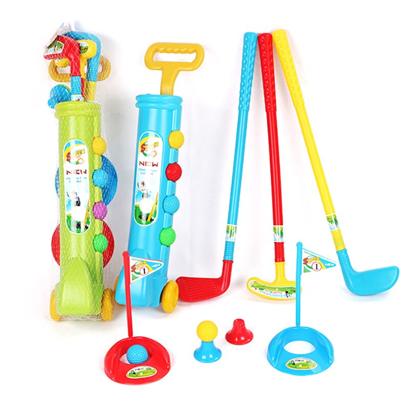 Childrens Plastic Golf Caddy Set Kids Outdoor Tuin Zomer Plezier Spel Speelgoed