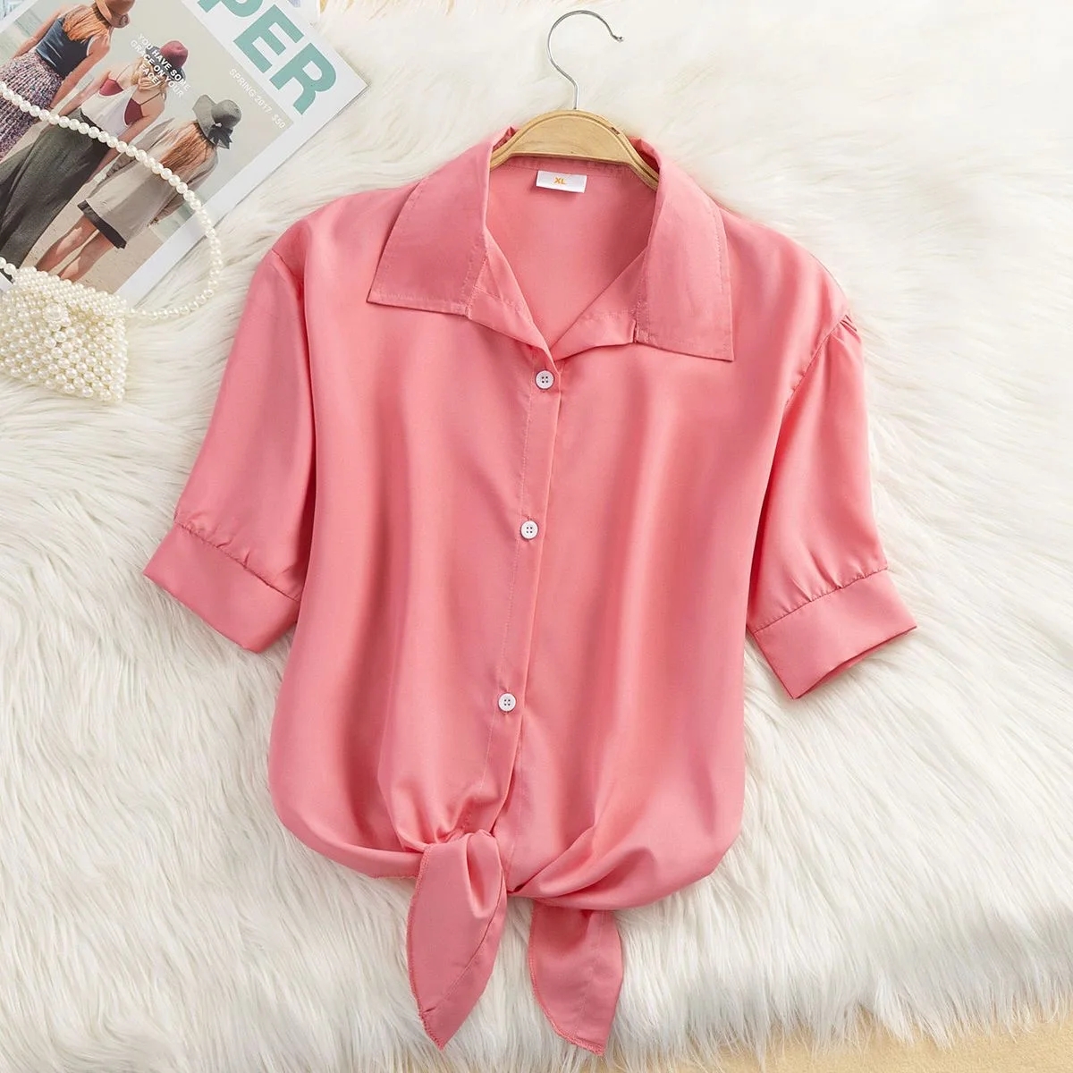 2025 Dames Tops Mode Vrouwen Zomer Chiffon Blouse Korte Mouw Casual Shirt Wit Ropa Mujer Blusas Feminino