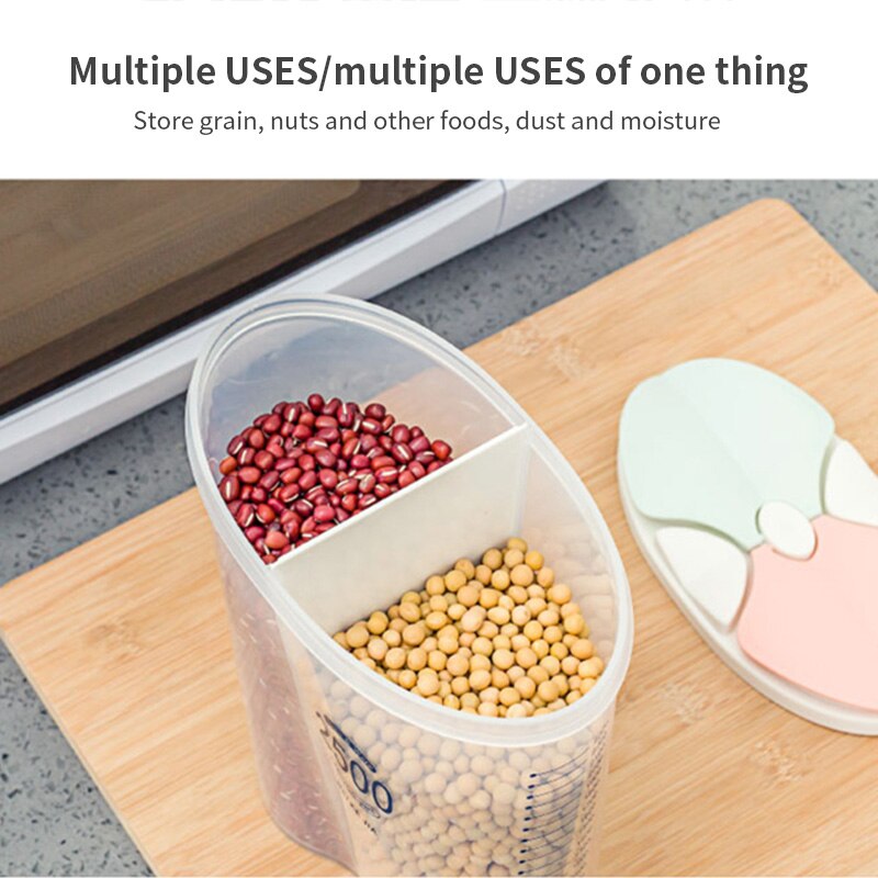 1500ml/2500ml Kitchen Storage Box Multiple Grids Transparent Kitchen Storage Container With Scale Storage Container Jar