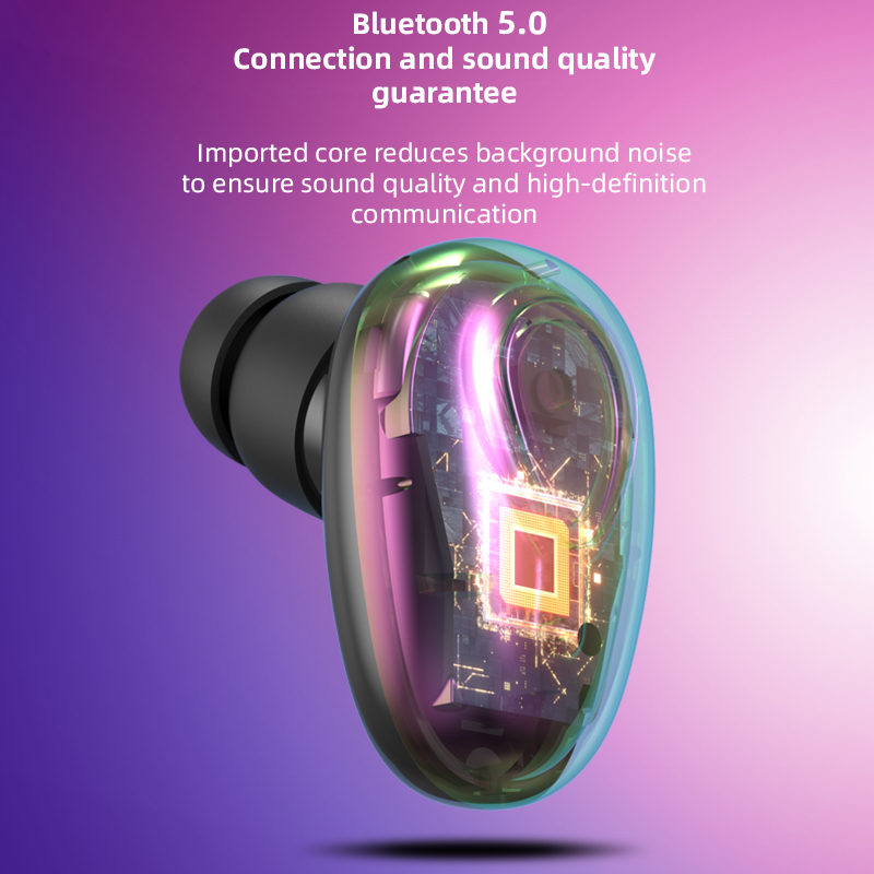Mini unsichtbare Kopfhörer Bluetooth 5.0 kabellose Kopfhörer Freisprecheinrichtung Sport in-Ohr-Ohrhörer HiFi-Musik-Spielen-Headset mit Mikrofon