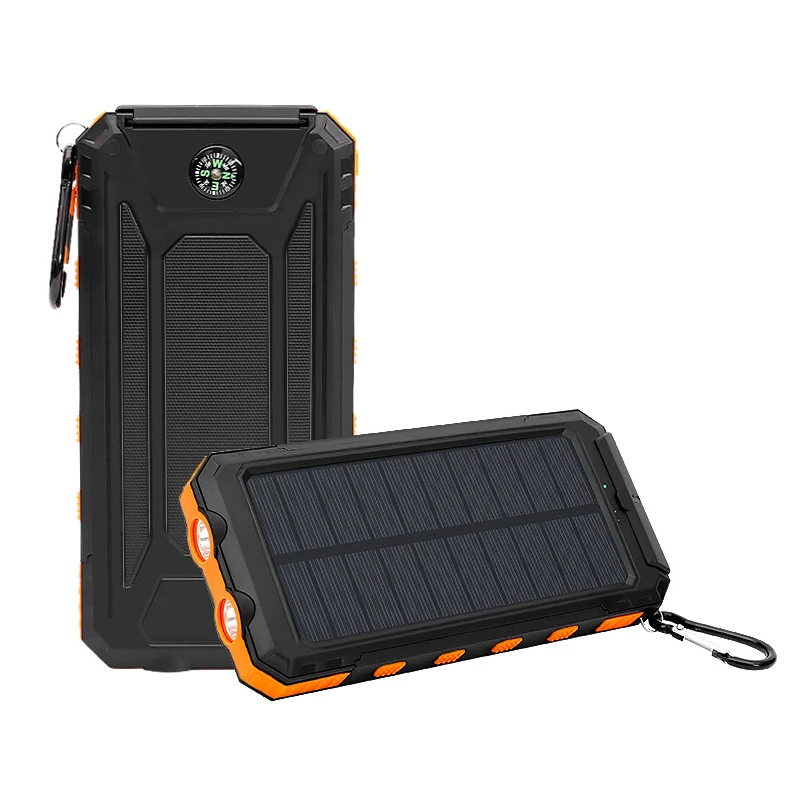 Banco de energía Solar de 50000mAh, cargador portátil de carga rápida de gran capacidad, cordón, brújula, batería externa, energía de respaldo para exteriores