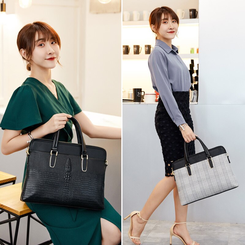 Vrouwen Business Aktetas Tas Voor Vrouw Lederen Laptop 14Inch Handtas Werk Kantoor Tas Dames Schoudertassen Voor Vrouwen handtas