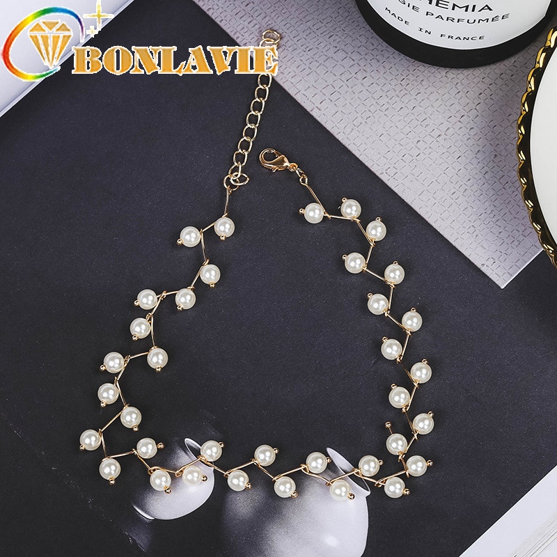 Irregular Pearls Necklaces Newest Jewelry Polyline Gold Multilayer Chain Imitation For Women Wedding Bride Necklace