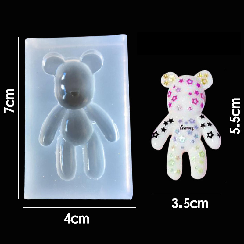 UV Hars Sieraden Vloeibare Siliconen Mal Big Bear Charms Hanger Mold Hars Mallen Voor DIY Hanger Charms Maken Sieraden Speelgoed