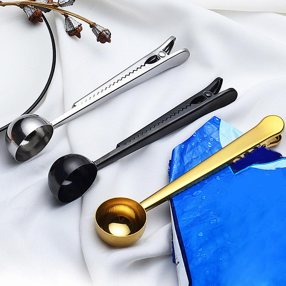 Multifunctional Stainless Steel Coffee Measuring Scoop Scoops with Bag Seal Clip Beautiful More and Health