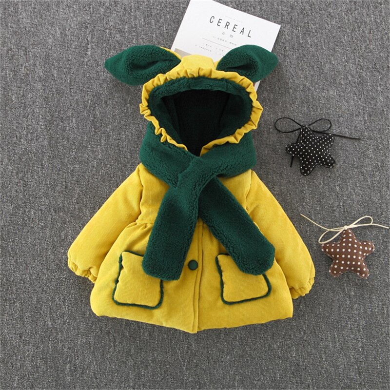 Alisenna-Plumífero de algodón con capucha para niña, Parkas gruesas y cálidas de princesa, ropa de nieve para niño, abrigo + bufanda
