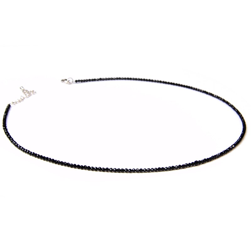 Collana di pietre preziose minimaliste piccole perle di cristallo sfaccettato collane girocolli acquamarina per donna uomo gioielli femminili regalo bohémien: Black Spinel