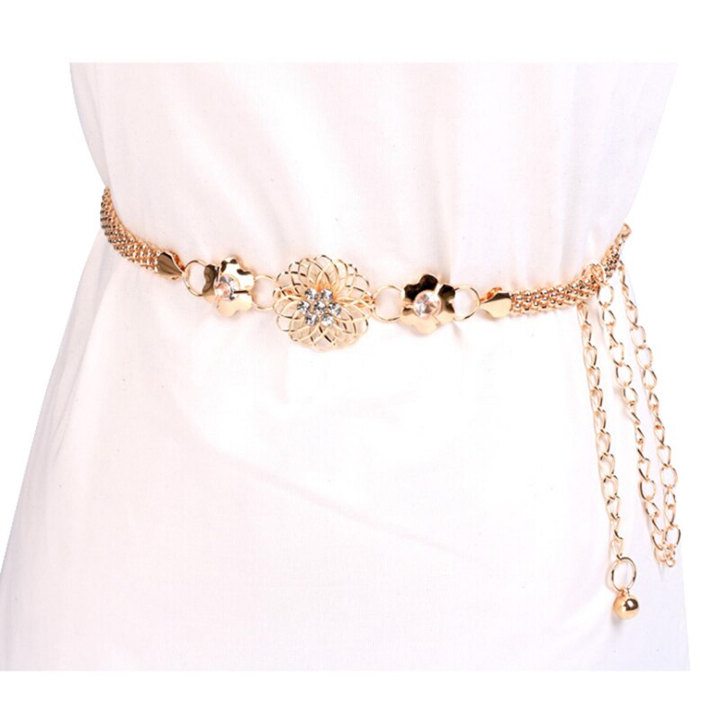 1PC Metal Waist Chain Belt Gold Buckle Body Chain Dress Belt