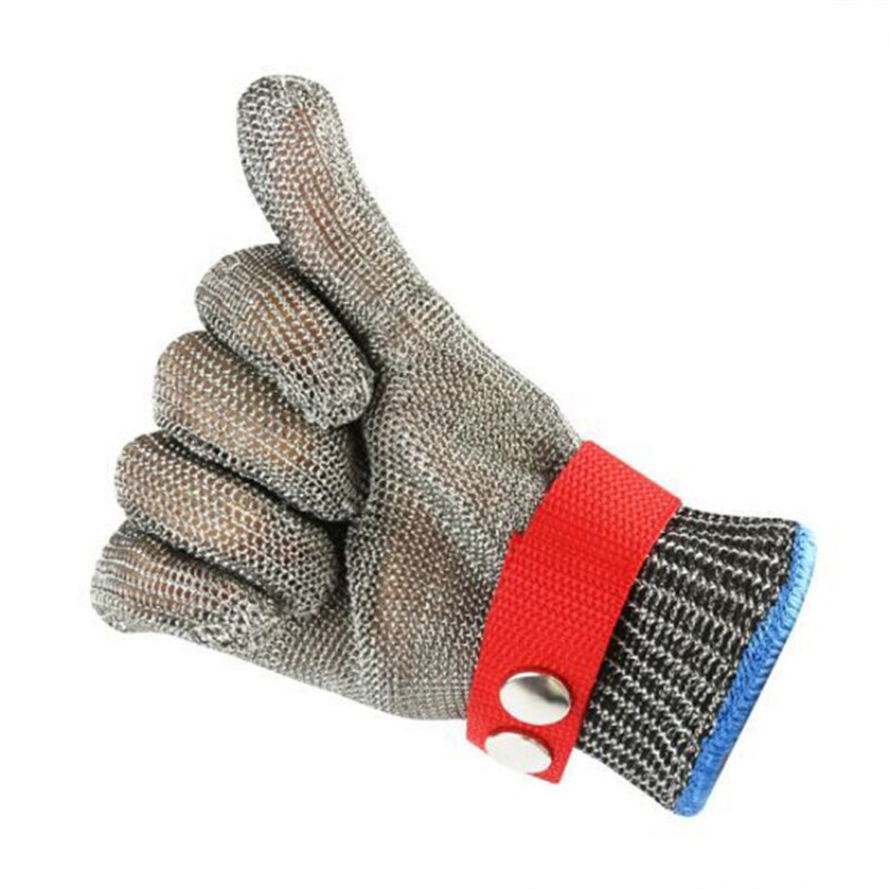 Guantes de seguridad laboral de acero inoxidable, 1 Uds., anticorte, malla metálica, para carnicero: red / S