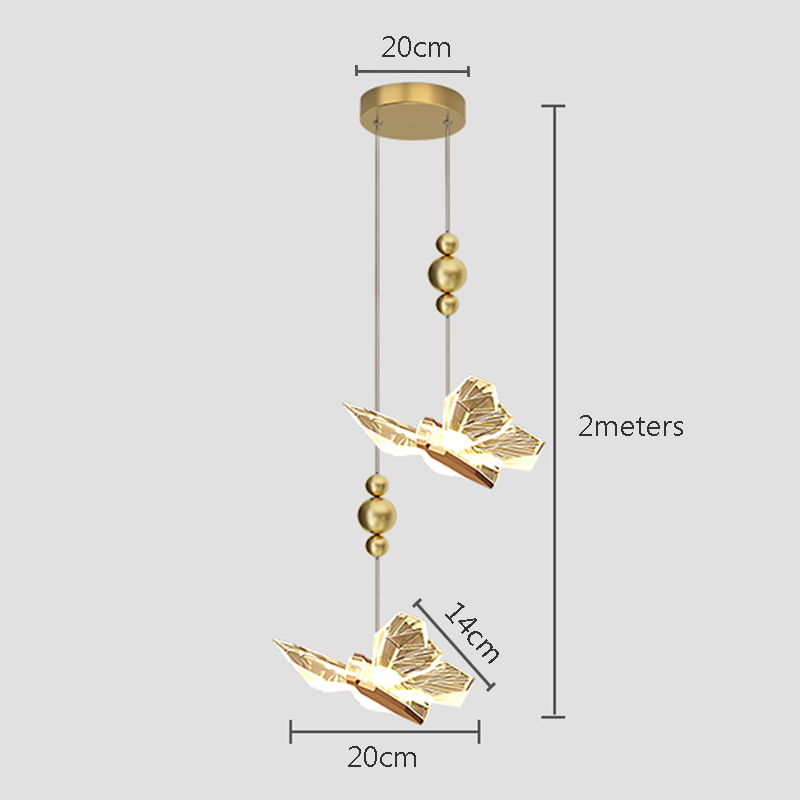 Lampy wiszące doprowadziło w kształcie motyli, oświetlenie wewnętrzne w stylu nordyckim robić domu, kuchni, salonu, sypialni, dekoracja nad sofę, lampa wisząca: Zimna biel / Niebieski