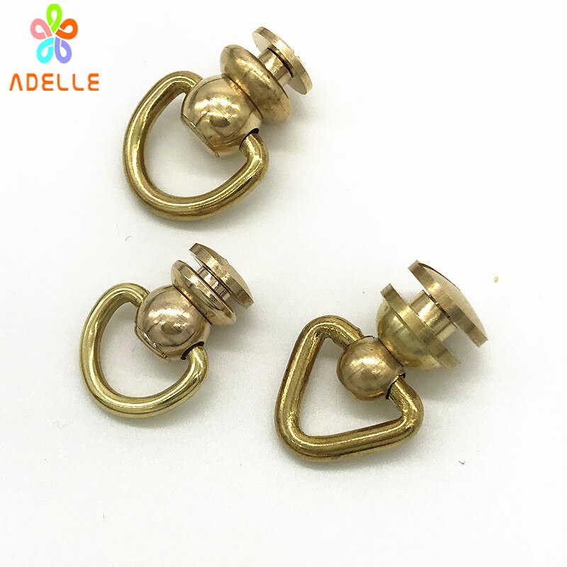 10x Bal post met Driehoek Ring D-ring Draaien messing Solid Schroef/Nail Klinknagel/head button stud/chicago schroef 3 Stijl