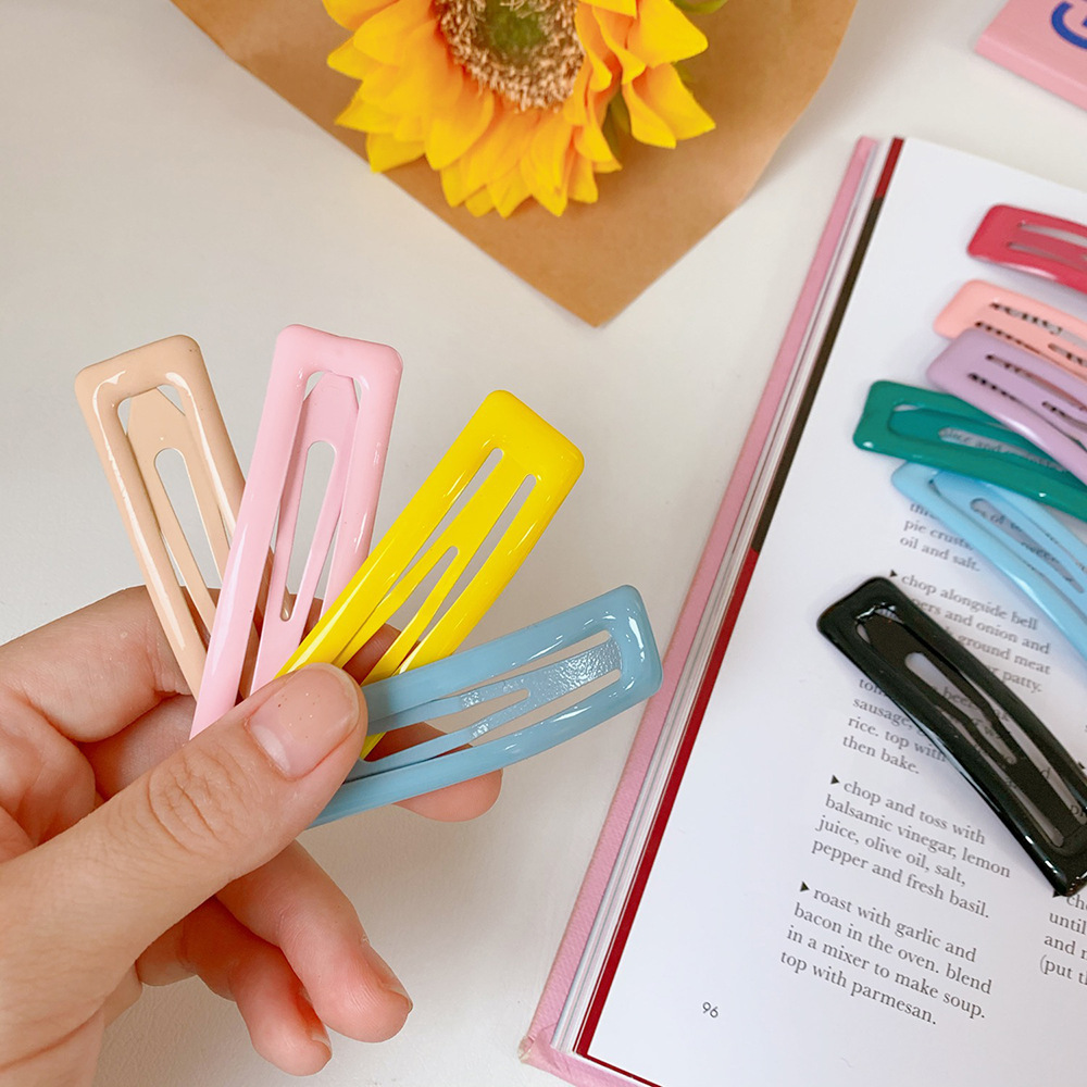 Horquillas cuadradas para el cabello, pasadores de lazo coloridos, pasadores geométricos y esponjosos, pasador hueco, accesorios para el cabello, 10 unids/set por Set