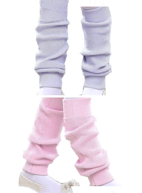 1 par vinter tykke varm strik piger blomst pink benvarmere til balletdanser one size stretch støvle sokker lilla: 1 pink 1 lilla