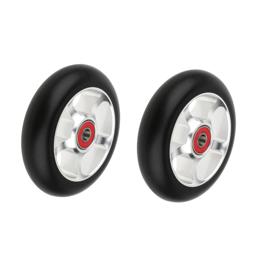 2 pcs Replacement 100mm Push/Kick/Stunt Scooter Wheels with Bearings &amp; Bushings