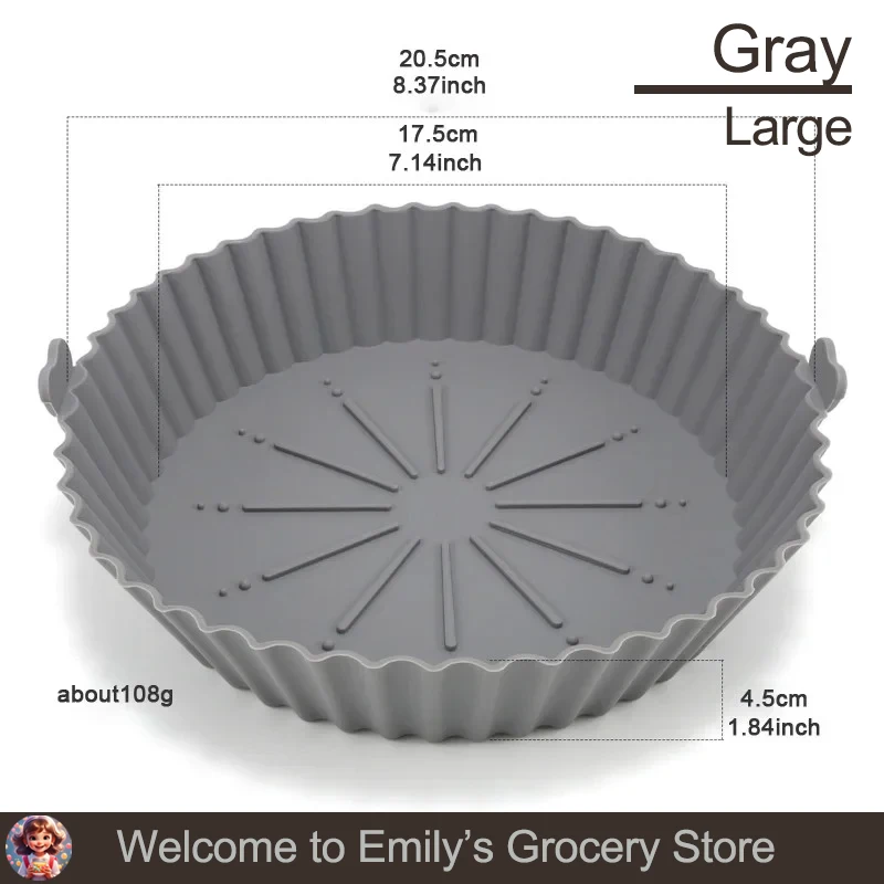 1 Stuks Lucht Friteuse Bakplaat Siliconen Herbruikbare Bakmand Grill Pan Food-grade Non-stick Cakevorm keuken Oven Pot Accessoires: Light Grey
