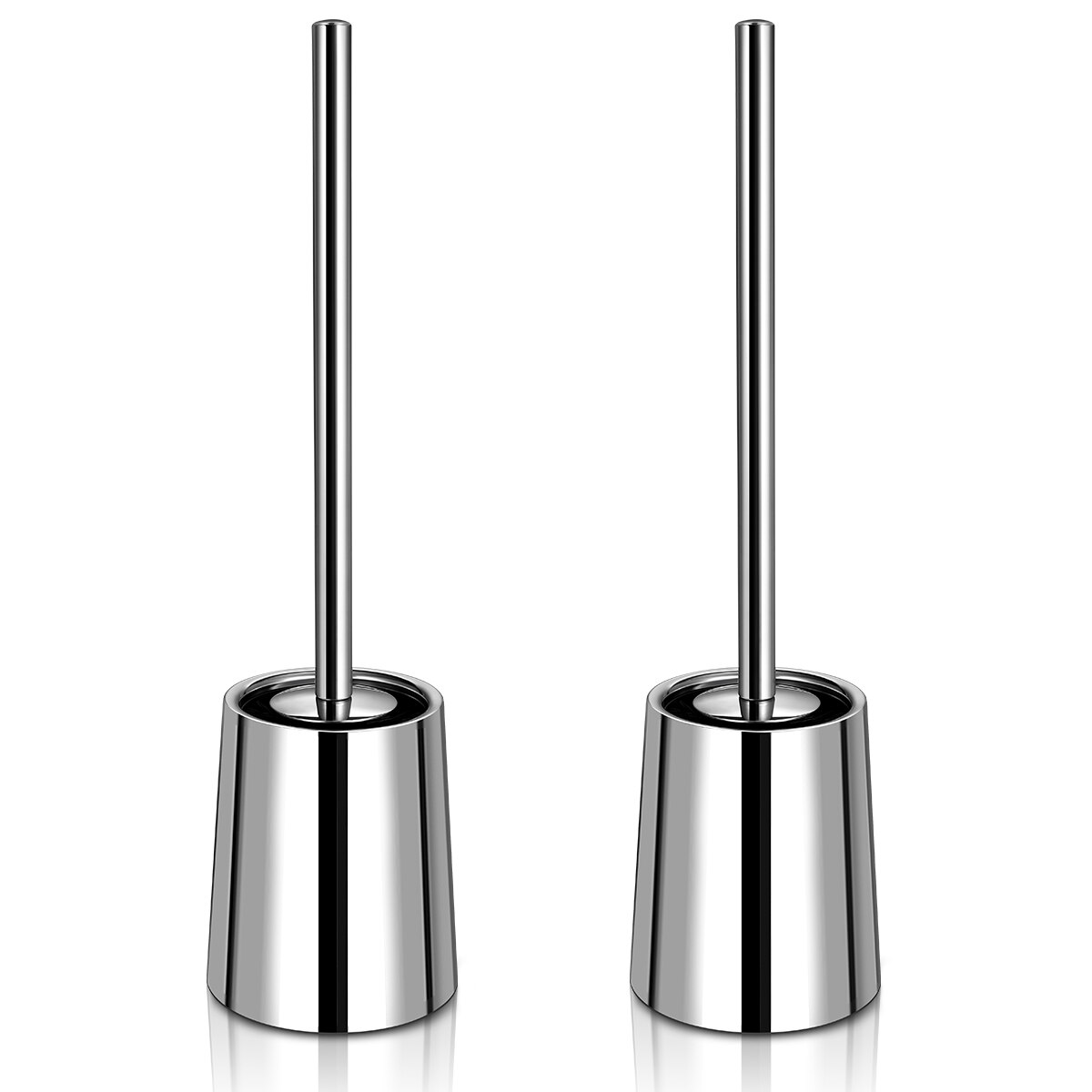 HOMEMAXS 2PCS Toilet Brush With Holder Good Grip Stainless Steel Toilet Bowl Cleaner Brush Set for Bathroom (Polished): Default Title