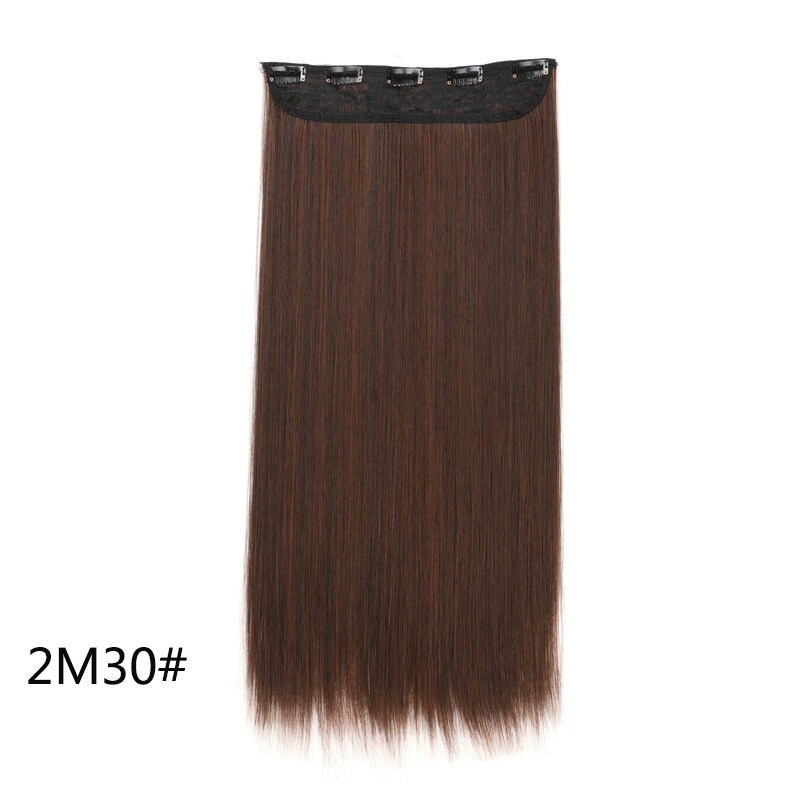 Extensiones de cabello invisibles de una pieza con 5 clips sintético, postizo largo y recto de 24 pulgadas resistente al calor para mujeres: T1B/Verde