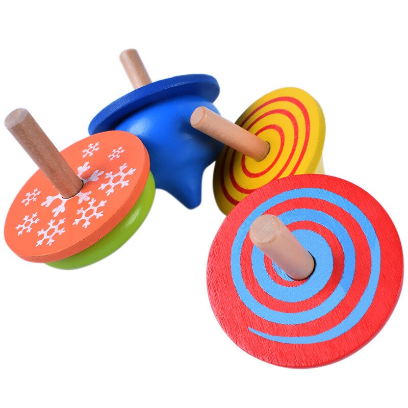 4 stk / sæt børn sjove træ gyro legetøj børn voksen lettelse stress desktop spinning top legetøj til børn børn fødselsdag