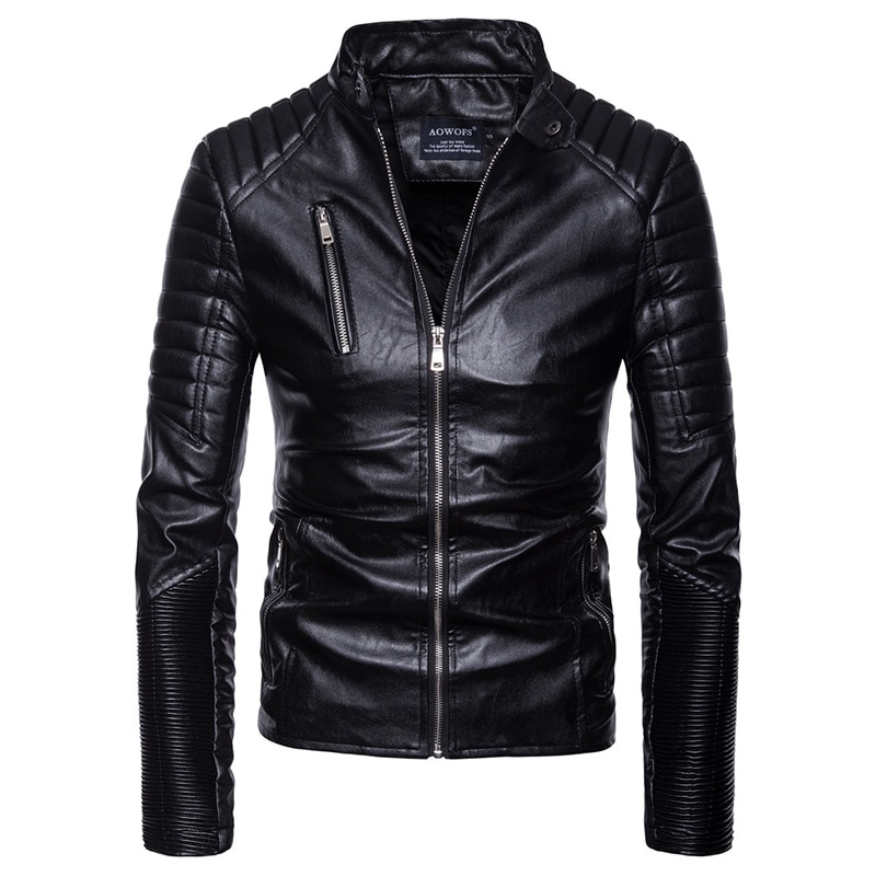 Punk läderjacka herr slim fit vintage pu jacka manliga motorcykel läderjackor rockar jaqueta de couro masculina