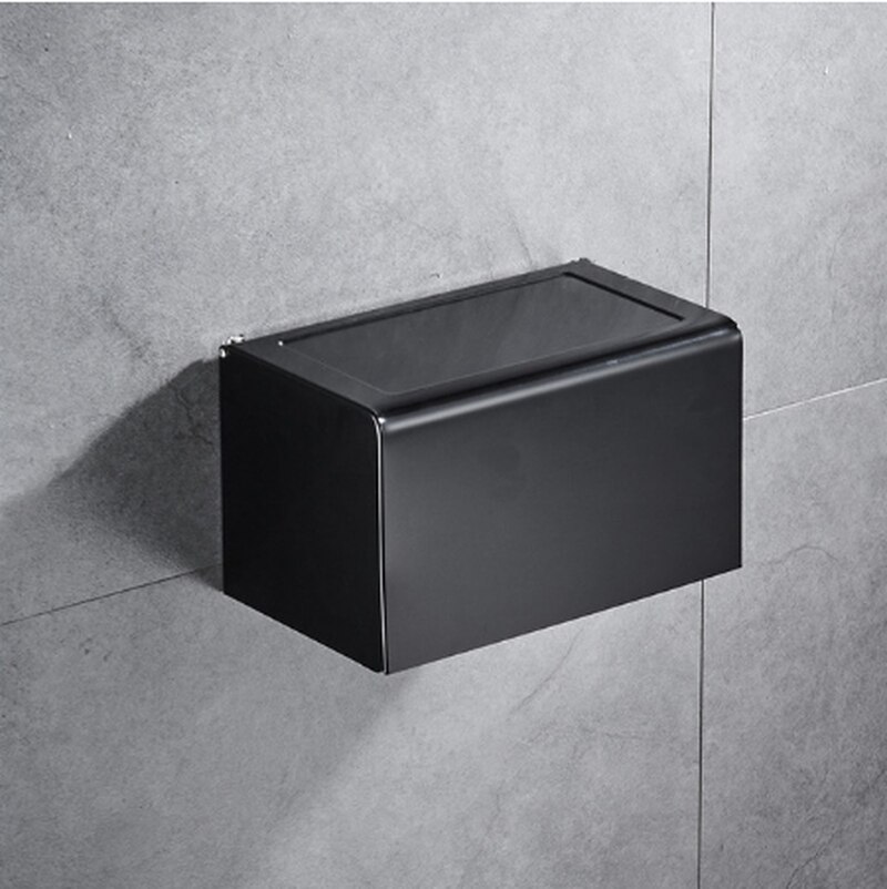 Toilet Paper Holder Matte Black Aluminum Bathroom Roll Paper Wall Mounted Mobile Phone Rack Paper Towel Holder ZM716