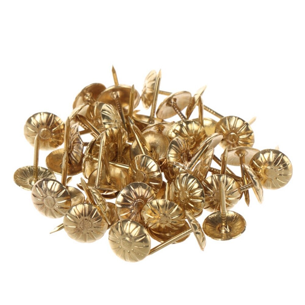 100 stk. bronze/guld messing klæber dekorative søm klæber påført smykkeæske bord nålestifter møbler hardware træværktøj: 11 x 16mm guld