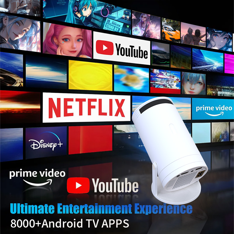 S100 Android 12.0 Portable Projector | WiFi 6 Dual band+Bluetooth 5.4 Wireless Screen Projection without Stunning | 720P HD | On