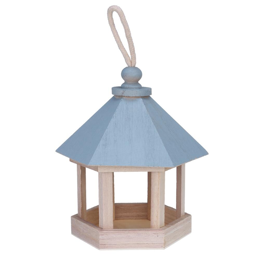 Bird Feeder Outdoor Wooden Hanging Bird Food Container for Balcony Garden Park Hummingbird Feeder for Parrots: Blue