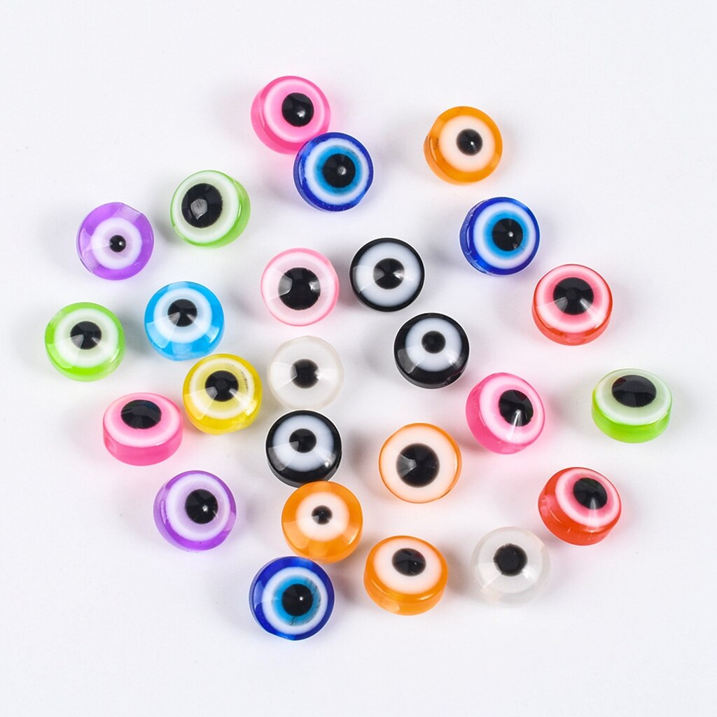 50Pcs/Lot 8mm Round Resin Eye Pattern Loose Beads DIY Bracelet Charms Oval Stripe Spacers Beads For Jewelry Making