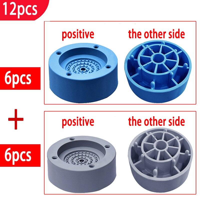 4PCS Anti Vibration Mats for Washing Machine Rubber Mat Support Machine Dryer Rubber Pad Adjustable Non-Slip Pad Floor Protector: small blue grey12pcs