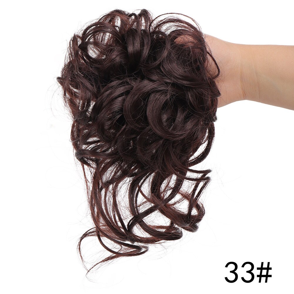 LiHui moño sintético, banda con rizos desordenados, pinza elástica para el pelo, pieza de peluca, pinza para el pelo para mujer, negro y marrón: P1B/30