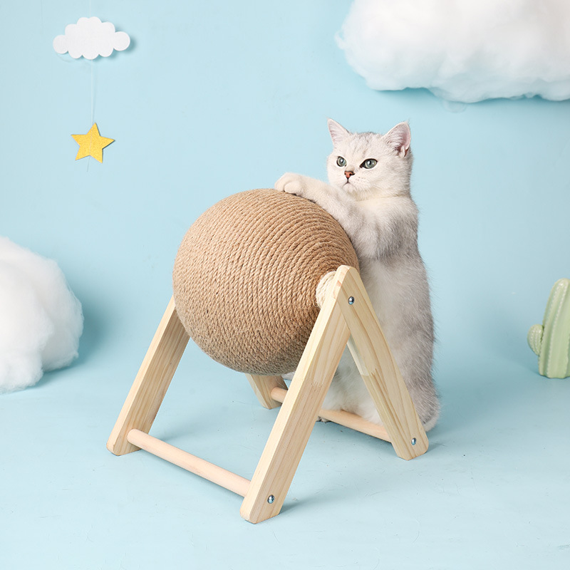 Kat Speelgoed Kitten Scratcher Bal Huisdier Interactieve Speelgoed Met Sisal Touw Bal Houten Kat Klimmen Fram Voor Indoor Pet Accessoires: V Frame / S