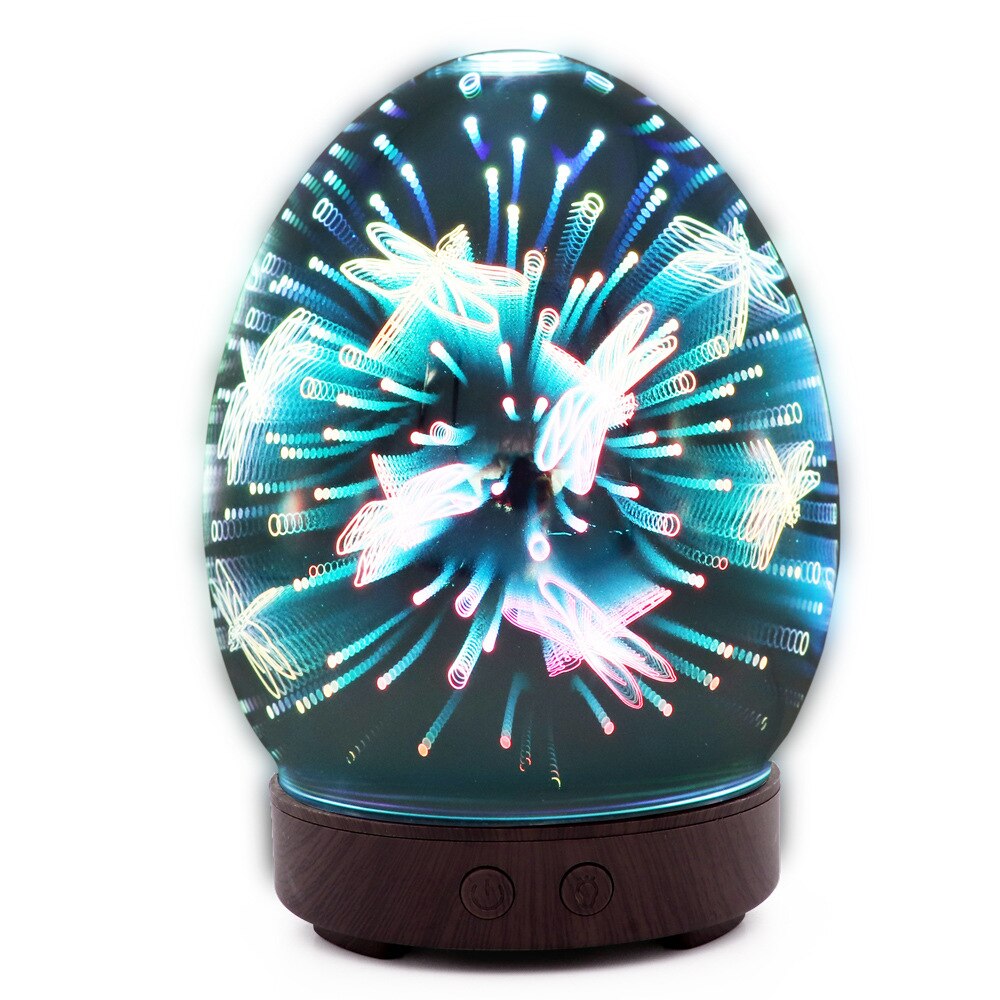 3d glazen etherische olie aromatherapie diffuser voor thuis, ultrasone luchtbevochtiger, olie aroma diffuser met led-licht voor thuiskantoor: Geel / Jp-stekker