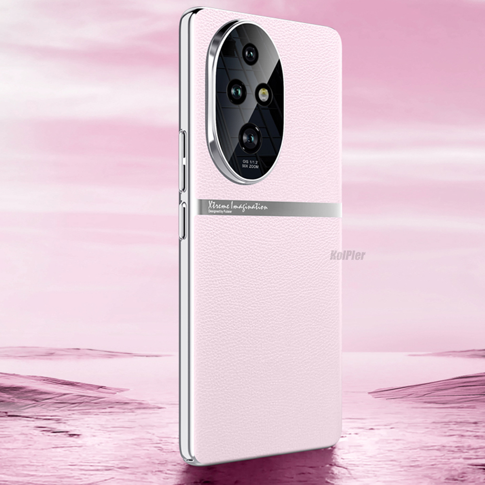 Originele Case Voor HONOR 200 Pro Luxe lederen Harde Schokbestendige Cover Voor HONOR 200 PRO Lens Bescherming Plating Skin Coque: Paars