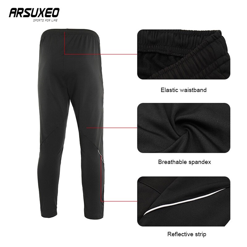 Arsuxeo Winter Fietsen Broek Mannen Sneldrogend Sport Broek Mtb Broek Fleece Winddicht Broek Reflectie Broek