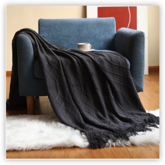 Textile City Knitted Throw Blanket Nordic Home Decorative Sofa Cover Chunky Plaid Bedspread for Winter 130x230cm: 100x150cm / DARK GRAY