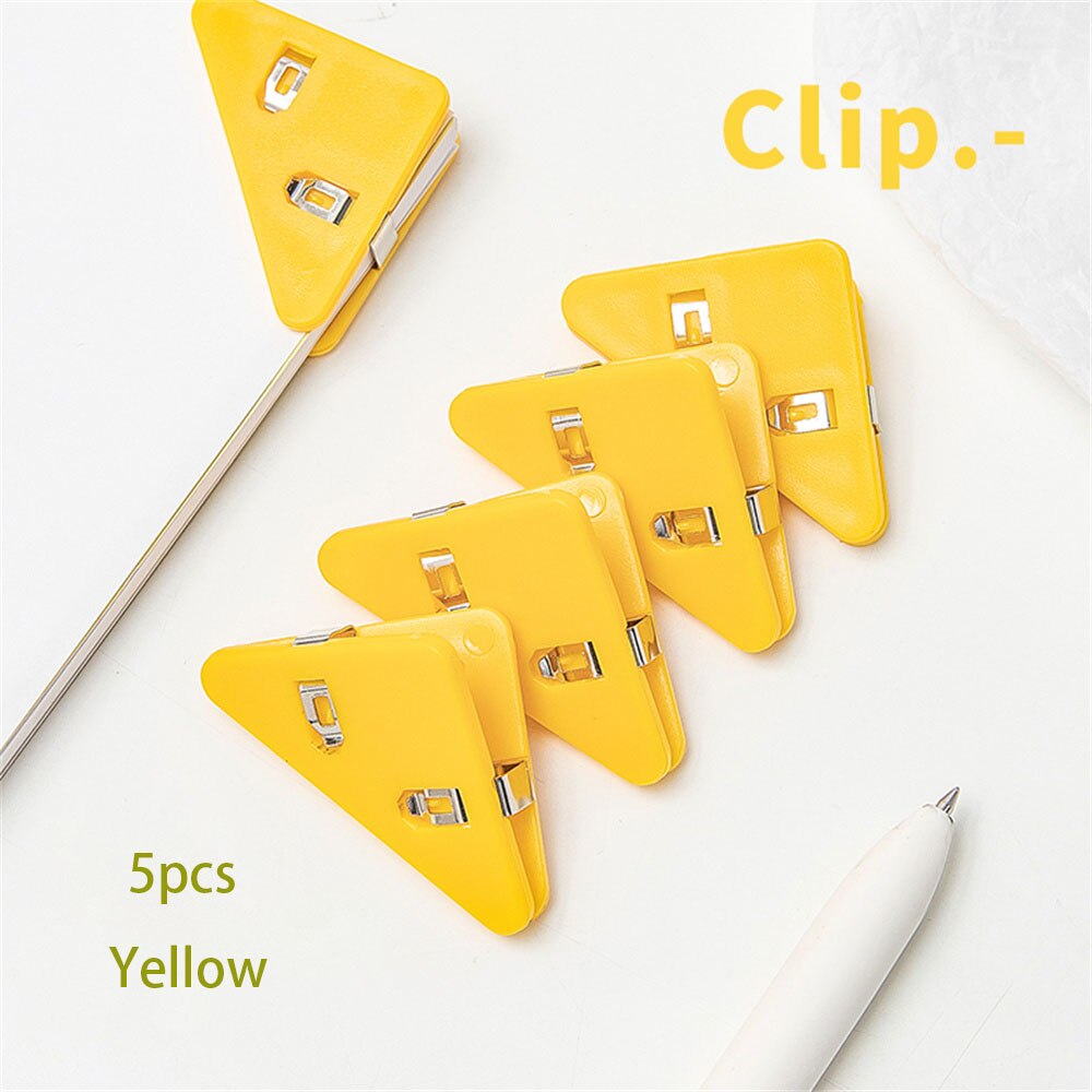 5 stücke Kunststoff Ecke Clip transparent Prüfung Seite Halfter Papier Clip Klemme Datei Index Foto Büro Schule Schreibwaren: Gelb