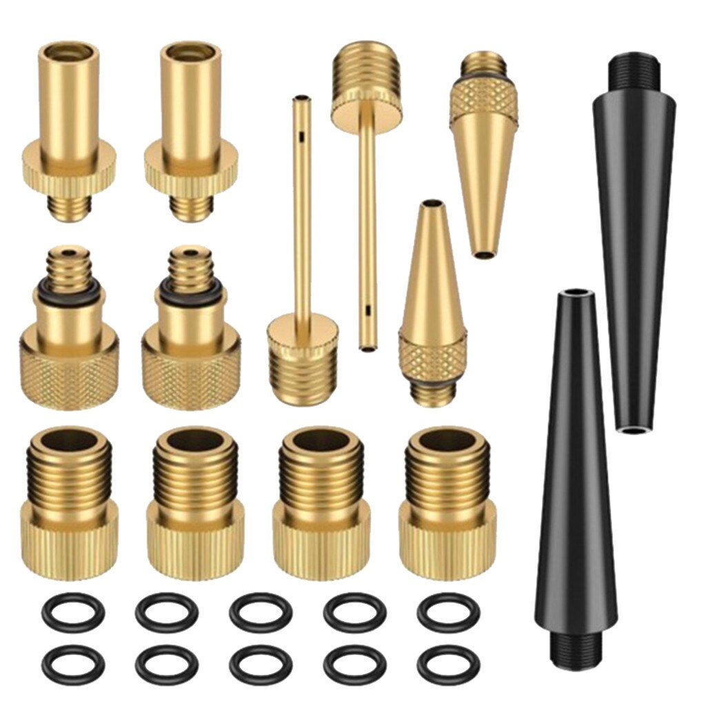 1 jeu de buses de Conversion de pompe à vélo en cuivre, outils d'adaptateur de coq à Air, anneau d'étanchéité de , adaptateur de Valve de vélo: Default Title