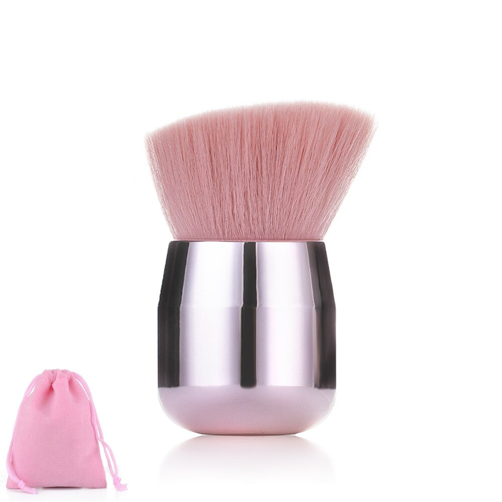 Zzdog 1 stk fluffy ansigtspudder foundation blush børste blød svampehoved makeup børste buttet kosmetisk skønhedsværktøj med taske: 04