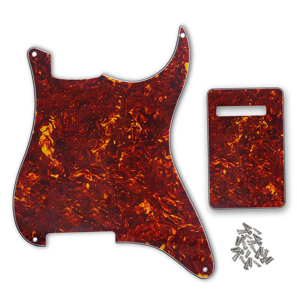 Floror – ensemble de 4 pièces de guitare électrique, matériel vierge, plaque à gratter, plaque arrière et vis, bricolage: Red Tortoise