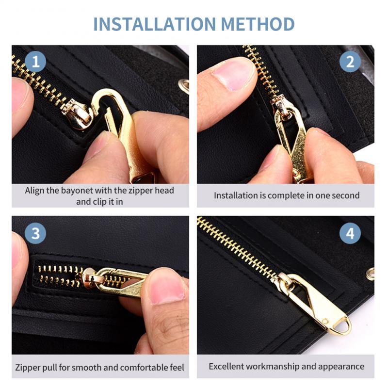 5pcs Metal Zipper Puller Repair Kits Zippers Zippers Pendant Puller Zipper Head For Zipper Slider DIY Sewing Craft Sewing Kits