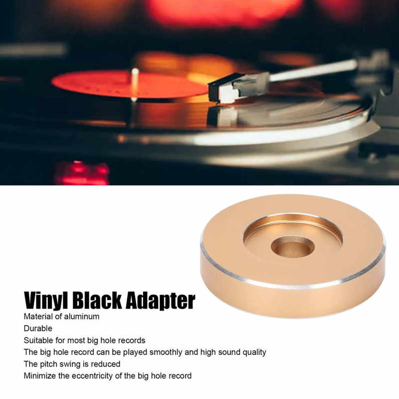 Adaptateur de platine pour enregistrement, 45 tr/min, grand trou, feuille de Conversion, vinyle noir, pince adaptateur pour la plupart des enregistrements à grands trous