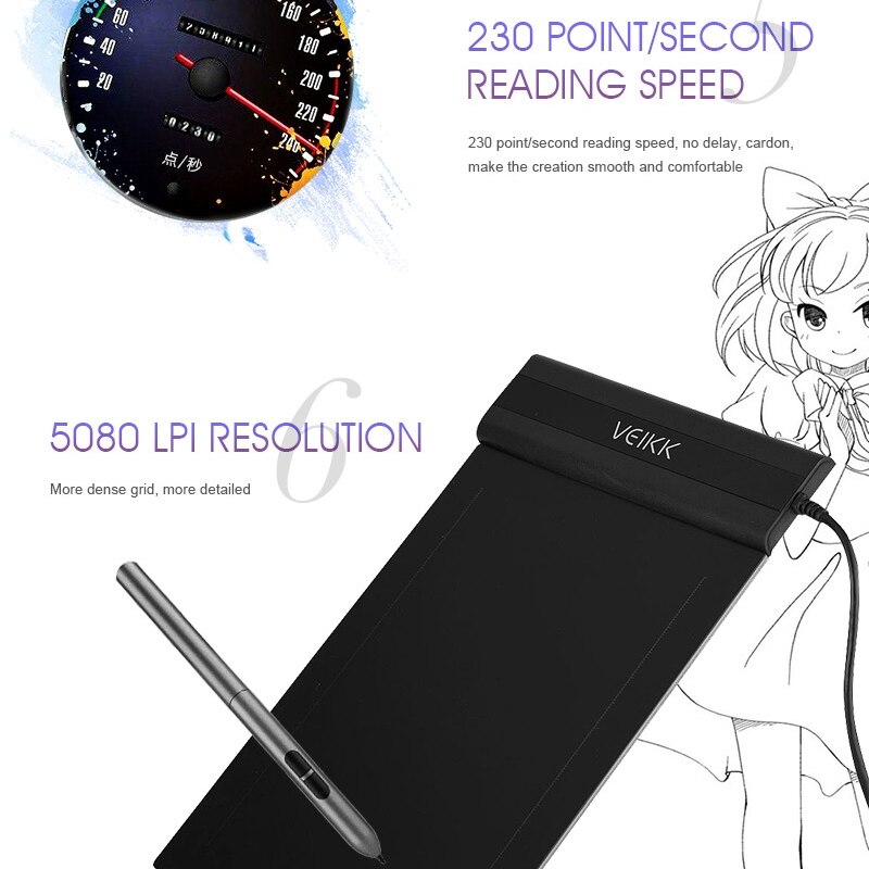 S640 6x4 inch 5080 LPI Electronic Graphic Tablet writing electronics graphic tablet drawing pad Ultra Thin Portable Hand